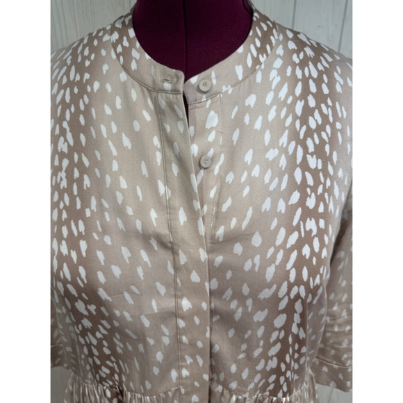 TUCKERMUCK Beige & White Antelope Print ButtonRoyal Shirt Dress L - Picture 2 of 15